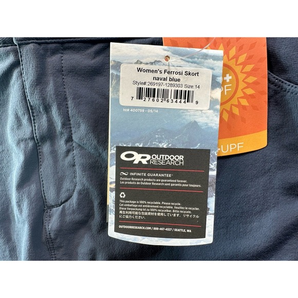 Outdoor Research Ferrosi Skort Womens Sz 14 Naval Blue 269197 50+ UPF Athleisure - Picture 9 of 9